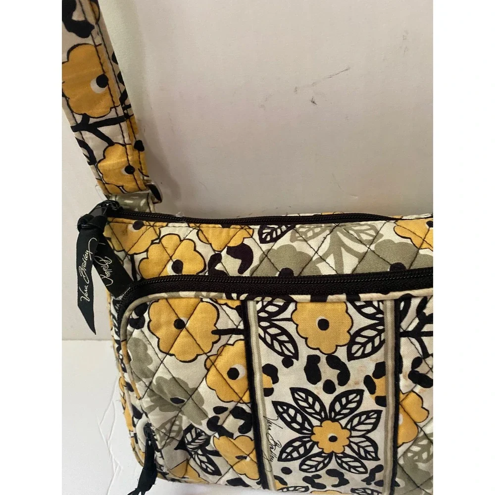 Vera Bradley Safari‎ Sunset Quilted Cotton Crossbody Bag Yellow Floral Leopard